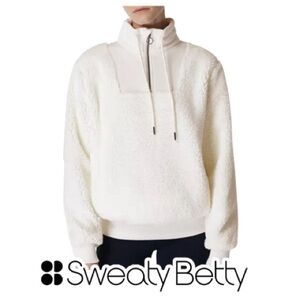 Sweaty Betty | White Sherpa Quarter Zip Sweatshirt Top
